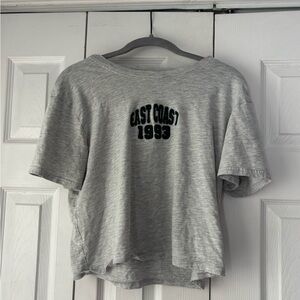 Gray Crop Top with Green Print